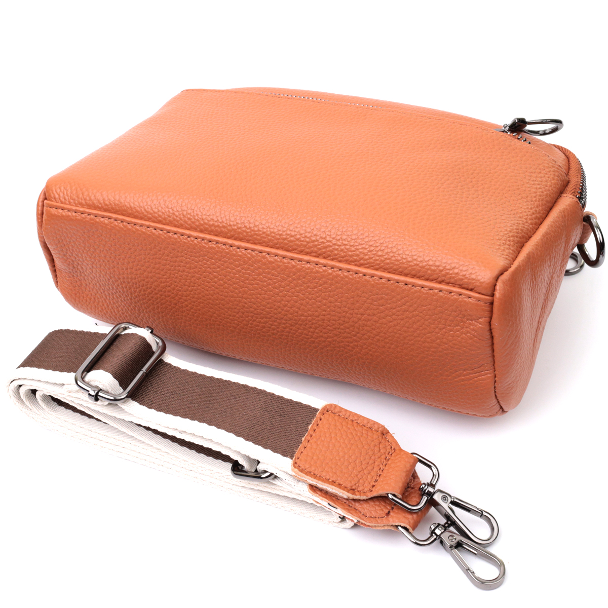 Вместительная сумка для женщин с карманами из натуральной кожи Vintage Коричневая