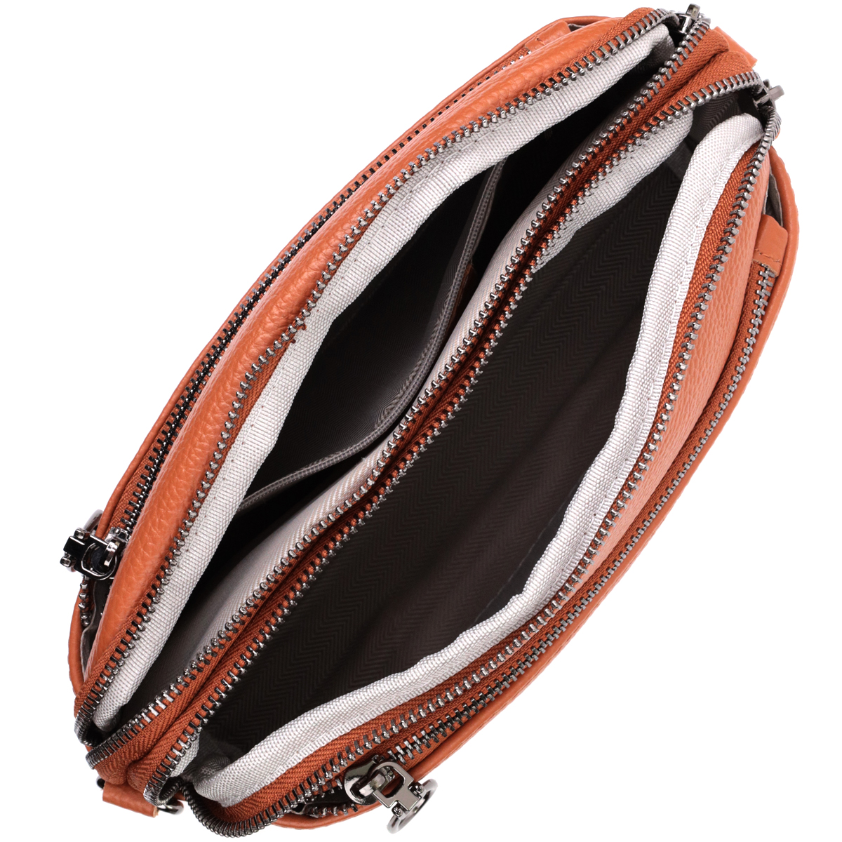 Вместительная сумка для женщин с карманами из натуральной кожи Vintage Коричневая