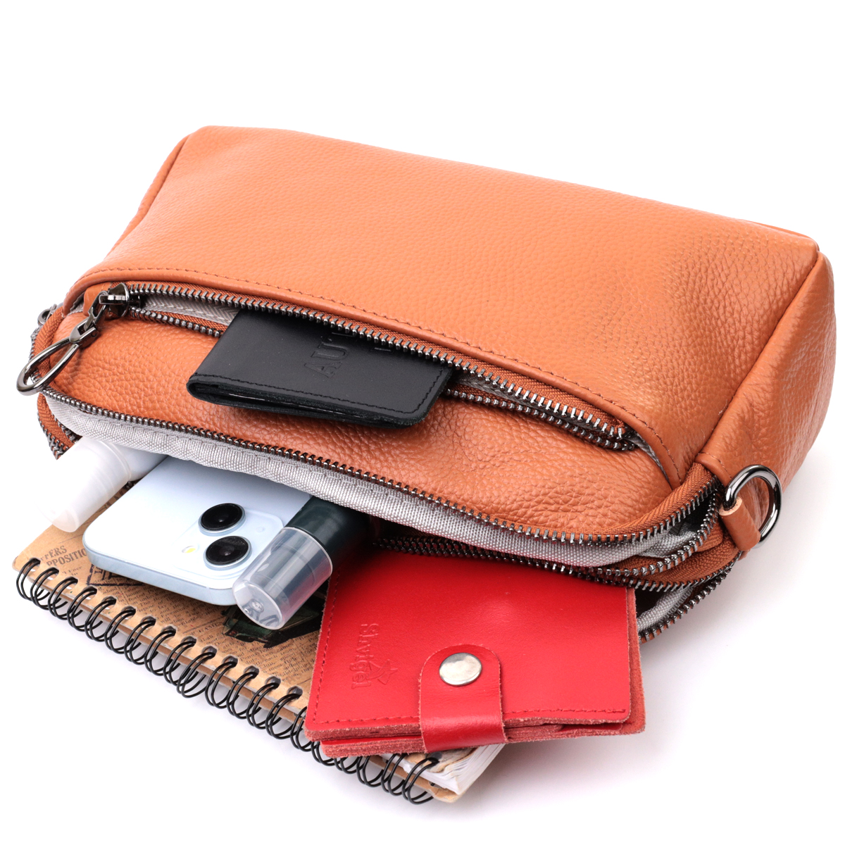 Вместительная сумка для женщин с карманами из натуральной кожи Vintage Коричневая