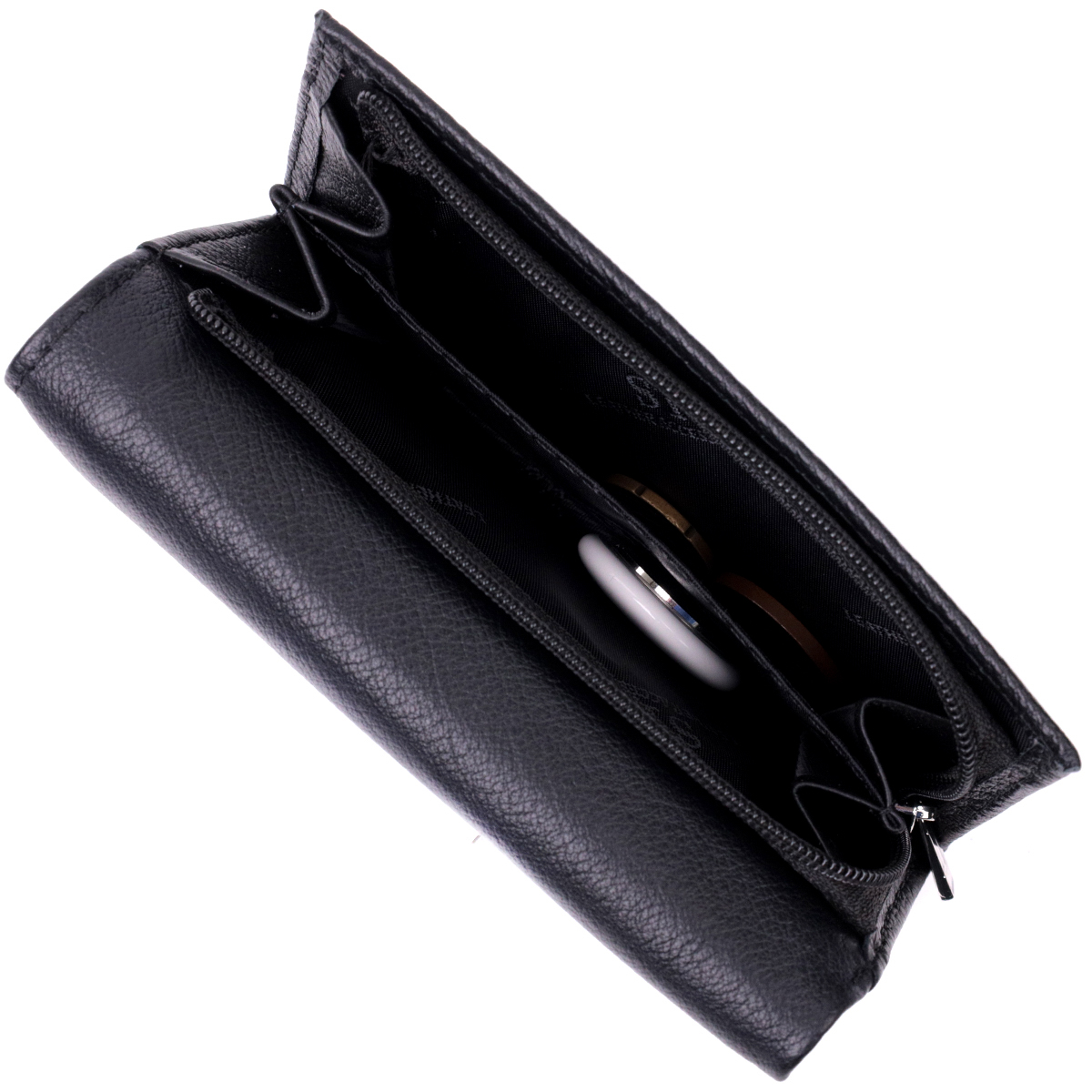 Удобный женский кошелек в три сложения из натуральной кожи ST Leather Черный