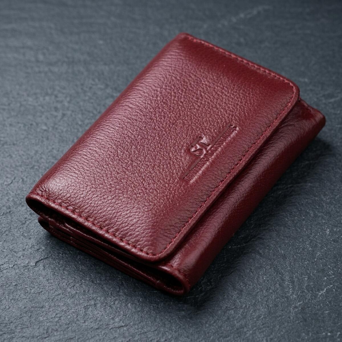 Шкіряний цікавий гаманець для жінок ST Leather Бордовий