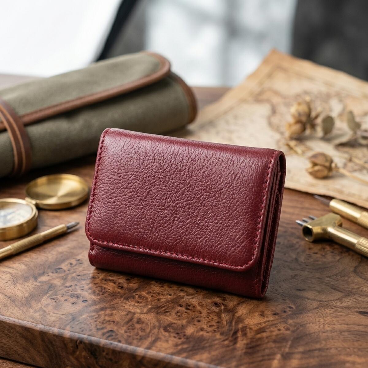 Шкіряний цікавий гаманець для жінок ST Leather Бордовий