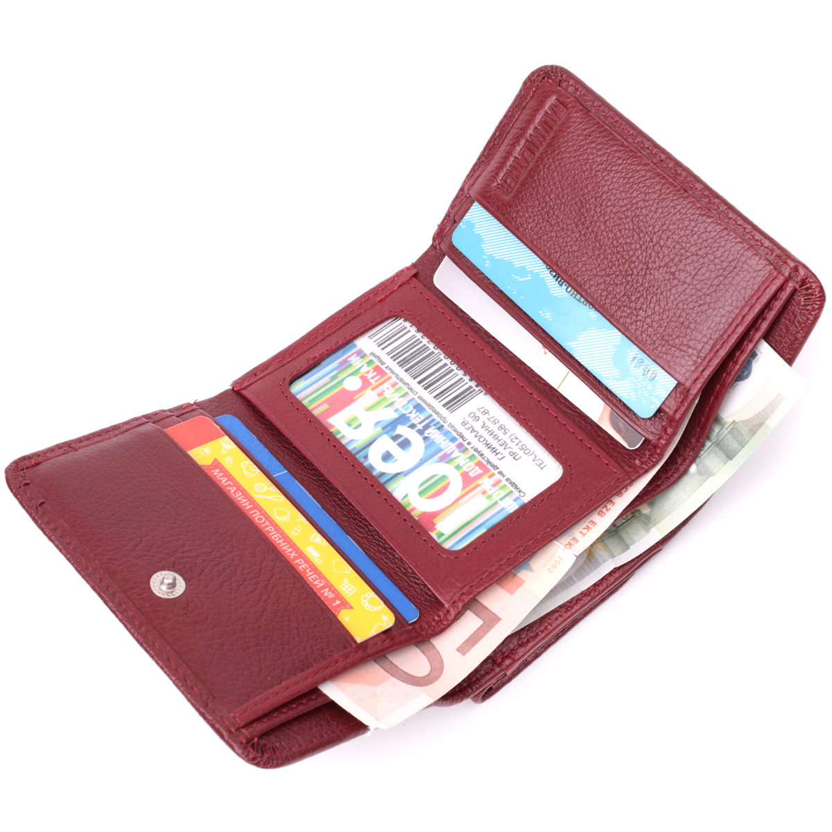 Шкіряний цікавий гаманець для жінок ST Leather Бордовий