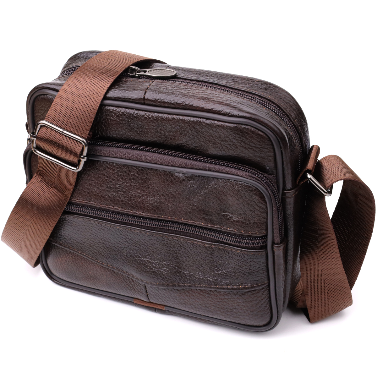 Горизонтальна зручна сумка з ручкою для чоловіків з натуральної шкіри Vintage Коричневий