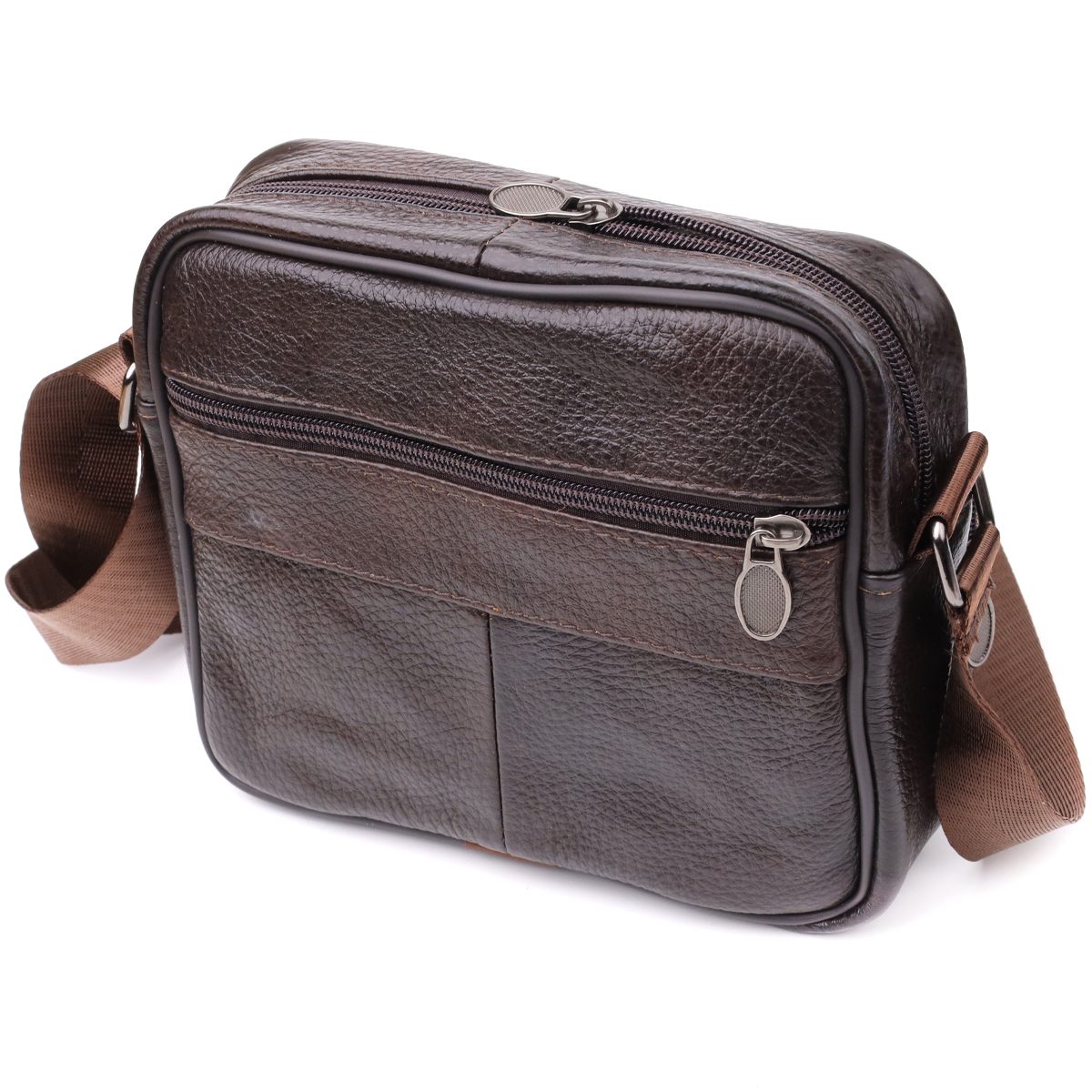 Горизонтальна зручна сумка з ручкою для чоловіків з натуральної шкіри Vintage Коричневий