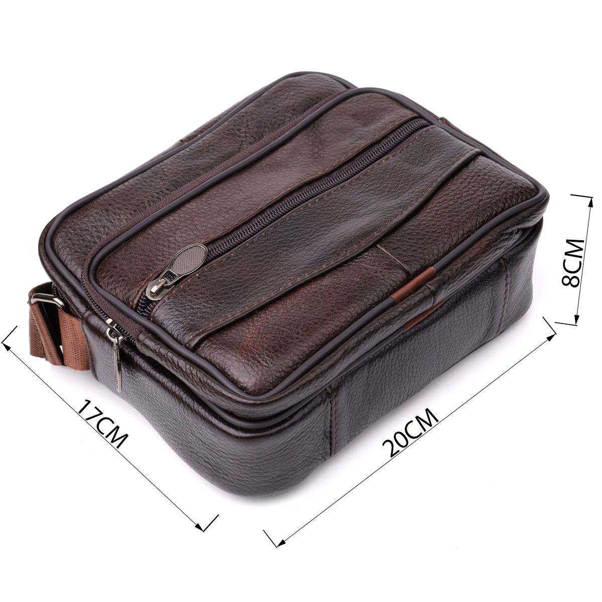 Горизонтальна зручна сумка з ручкою для чоловіків з натуральної шкіри Vintage Коричневий