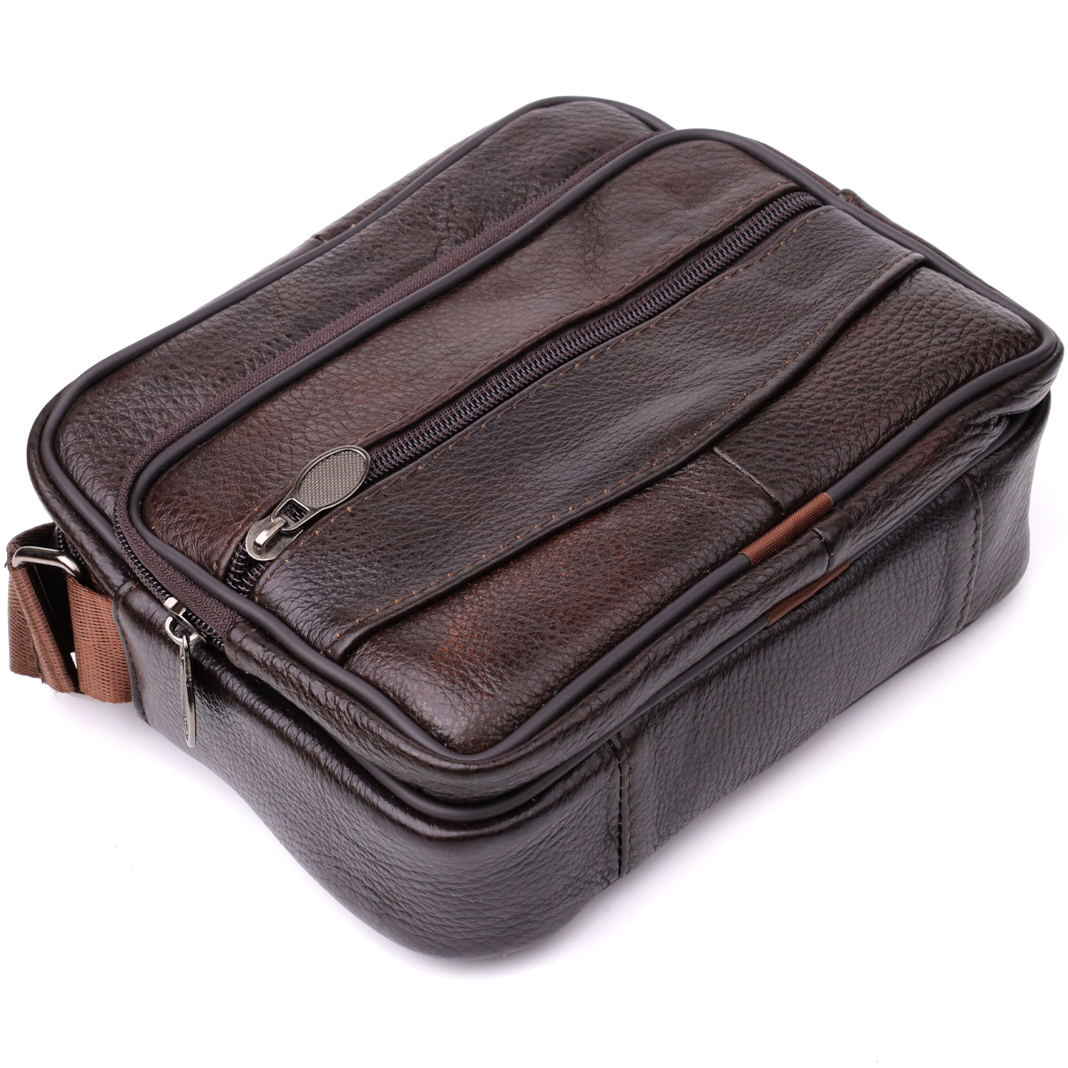 Горизонтальна зручна сумка з ручкою для чоловіків з натуральної шкіри Vintage Коричневий