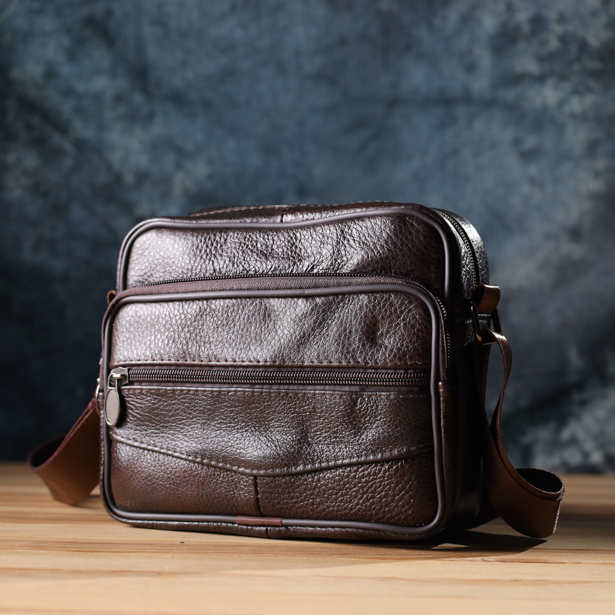 Горизонтальна зручна сумка з ручкою для чоловіків з натуральної шкіри Vintage Коричневий