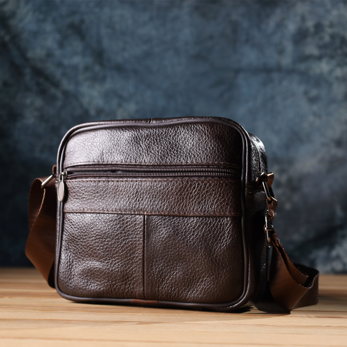 Горизонтальна зручна сумка з ручкою для чоловіків з натуральної шкіри Vintage Коричневий