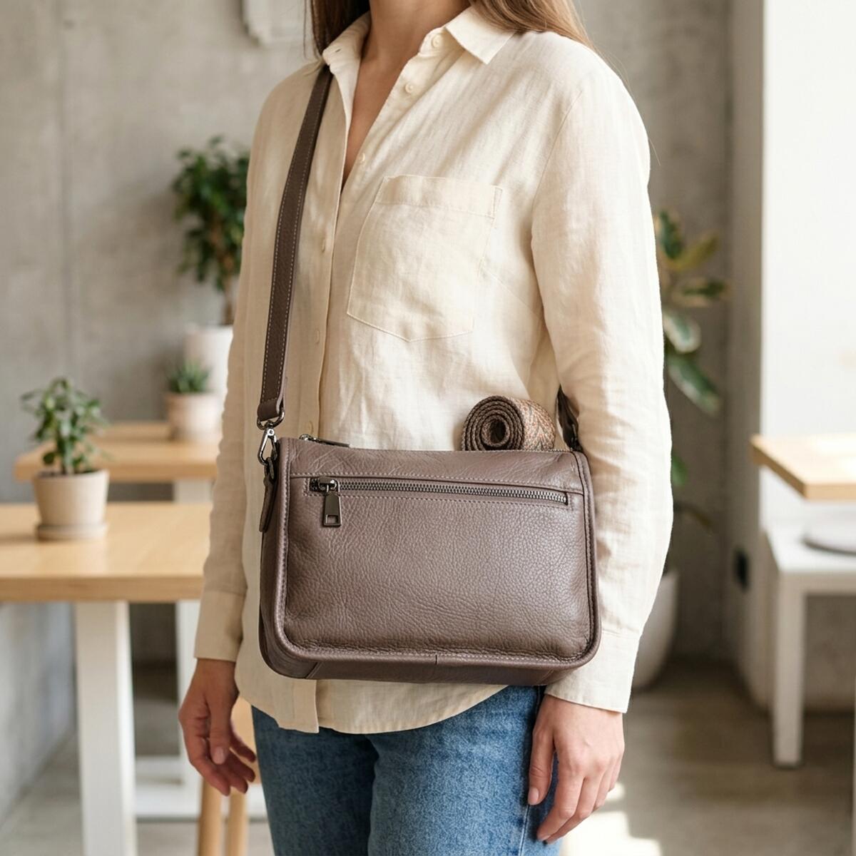 Жіноча сумка на плече із натуральної шкіри Vintage Коричневий