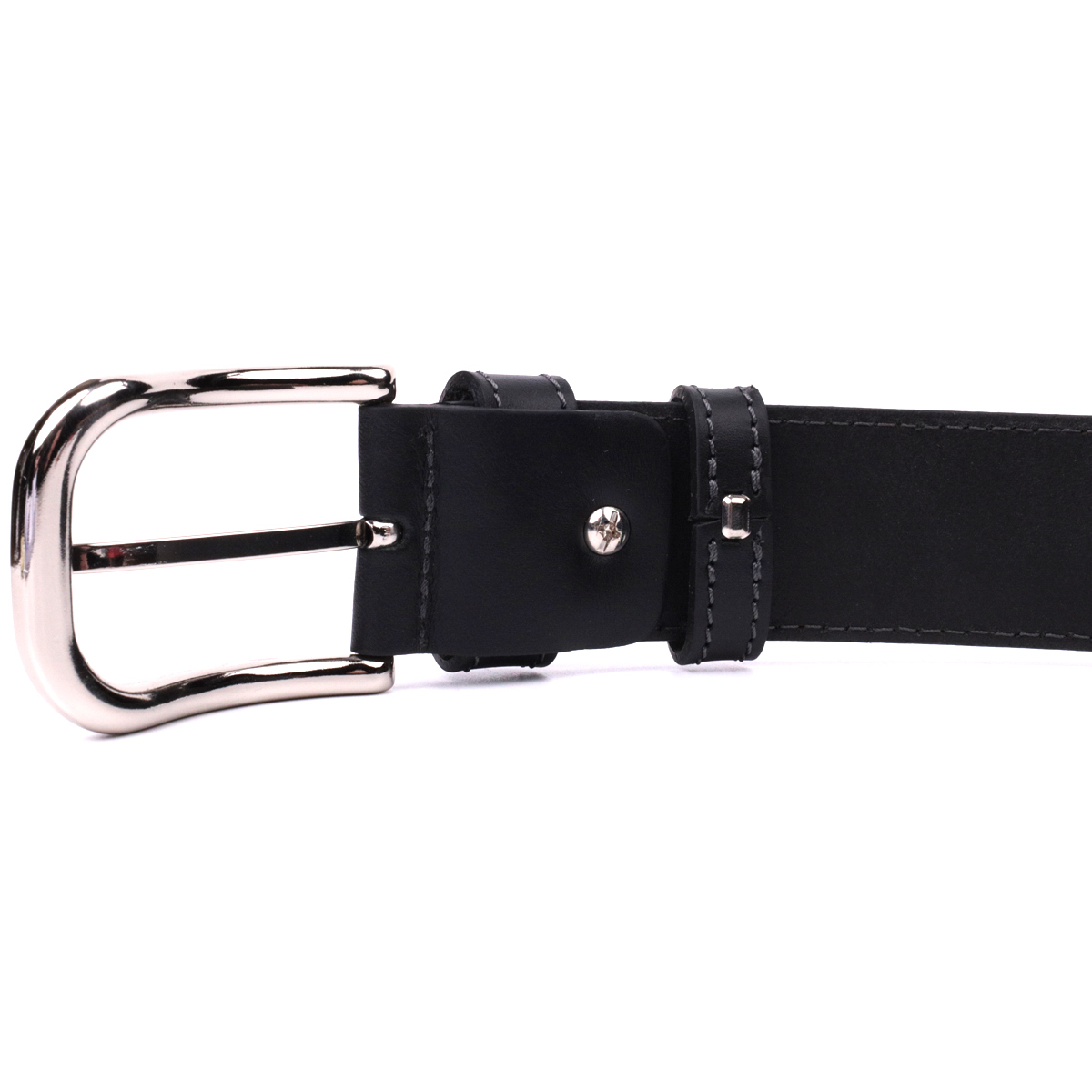 Чоловічий ремінь під джинси з класичною пряжкою з натуральної шкіри GRANDE PELLE Чорний