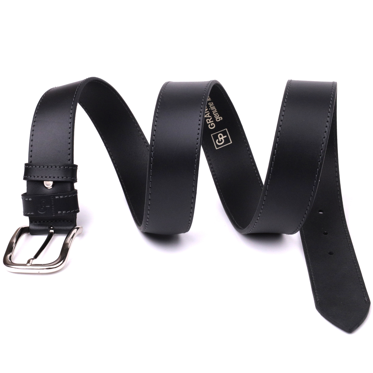 Чоловічий ремінь під джинси з класичною пряжкою з натуральної шкіри GRANDE PELLE Чорний