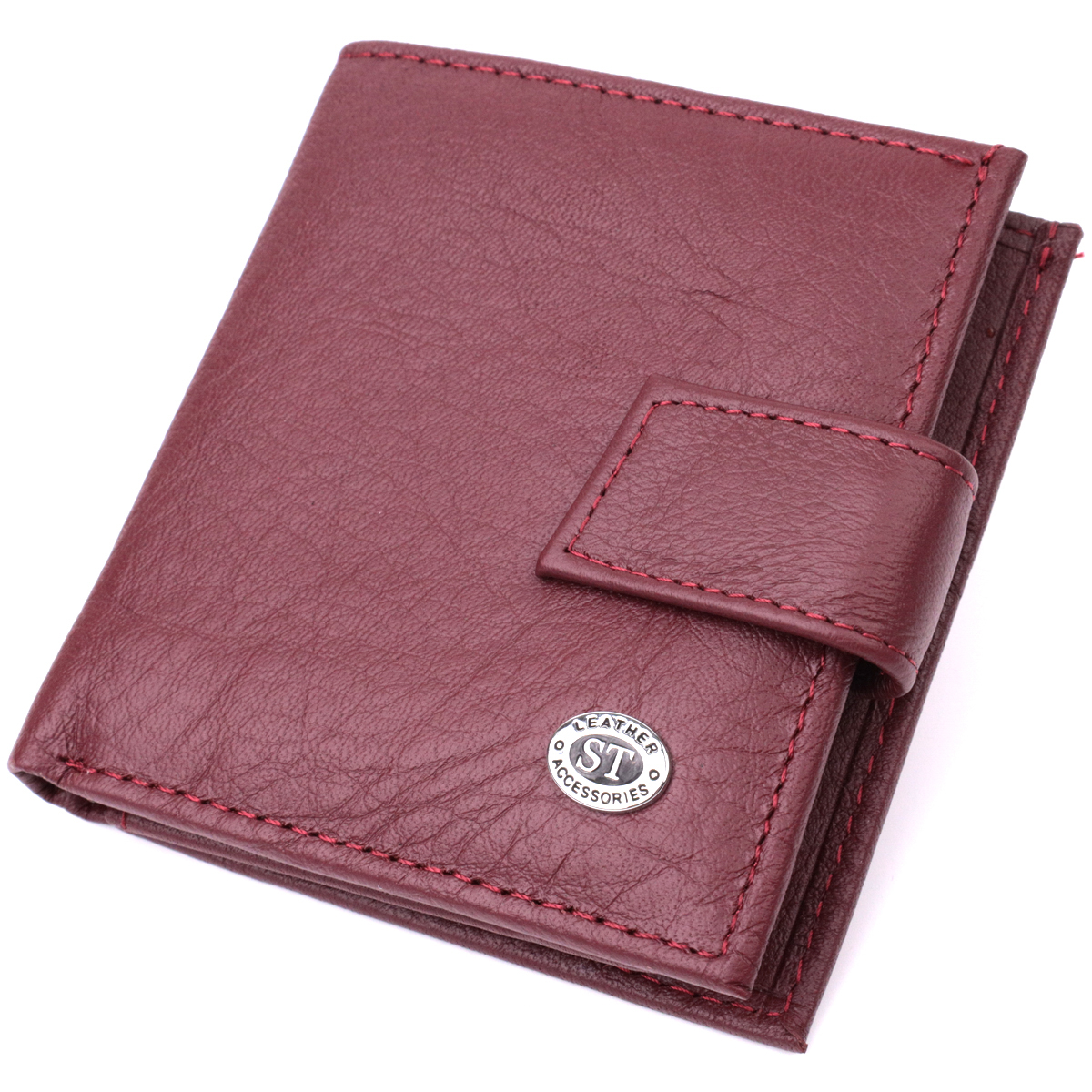 Компактний жіночий гаманець із натуральної шкіри ST Leather Бордовий