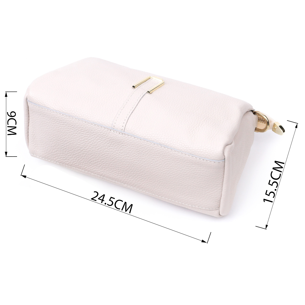 Сумка женская с металлическим украшением посередине из натуральной кожи Vintage Белая