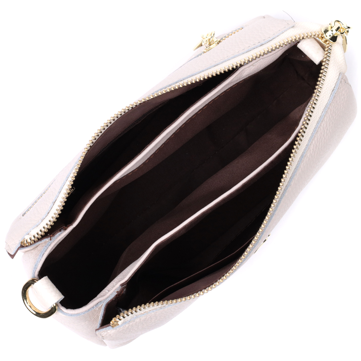 Сумка женская с металлическим украшением посередине из натуральной кожи Vintage Белая