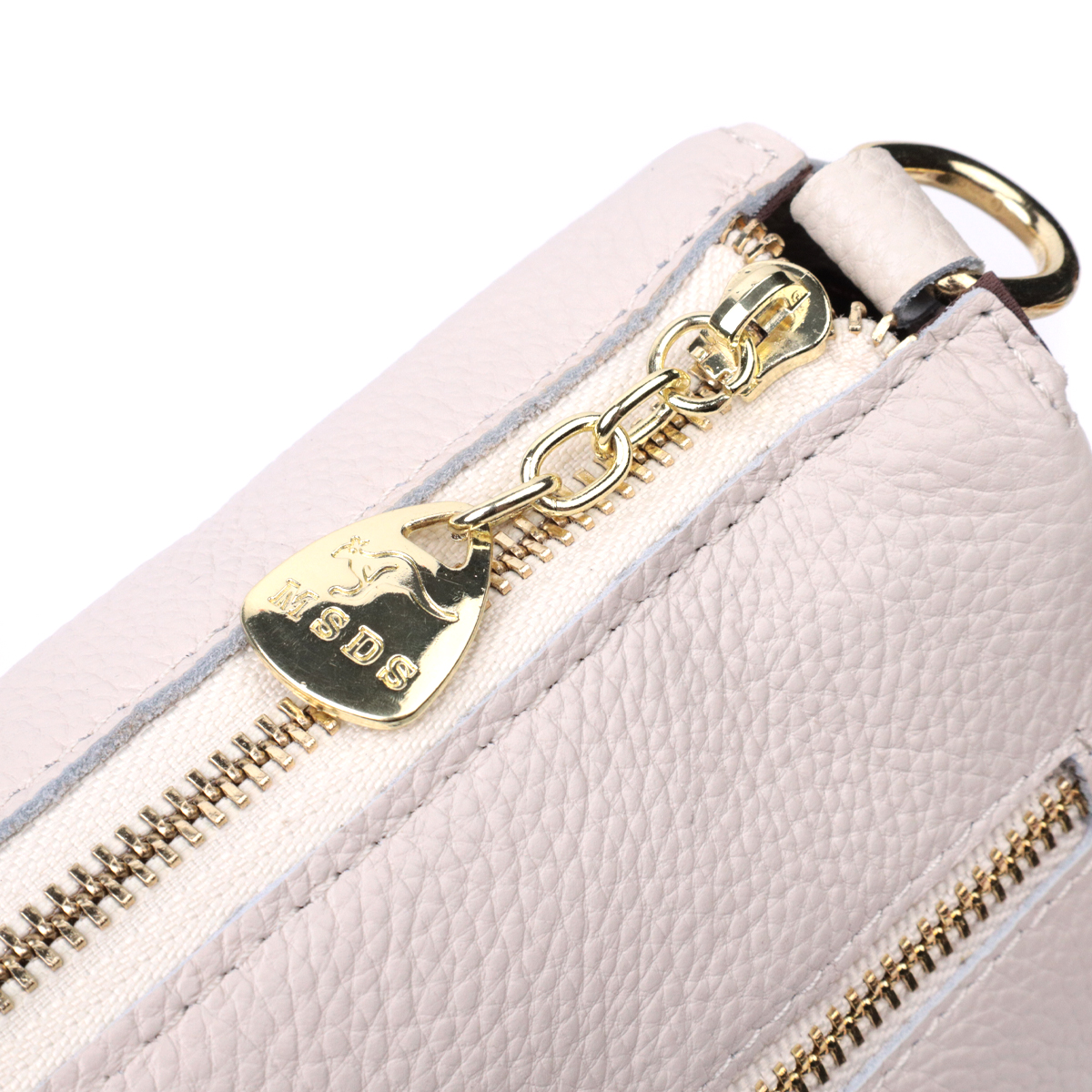 Сумка женская с металлическим украшением посередине из натуральной кожи Vintage Белая