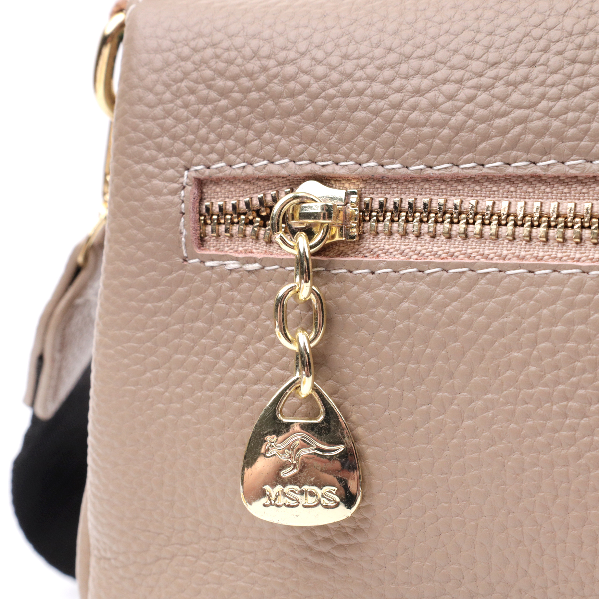 Кожаная женская сумка с металлическим украшением посередине Vintage Бежевая