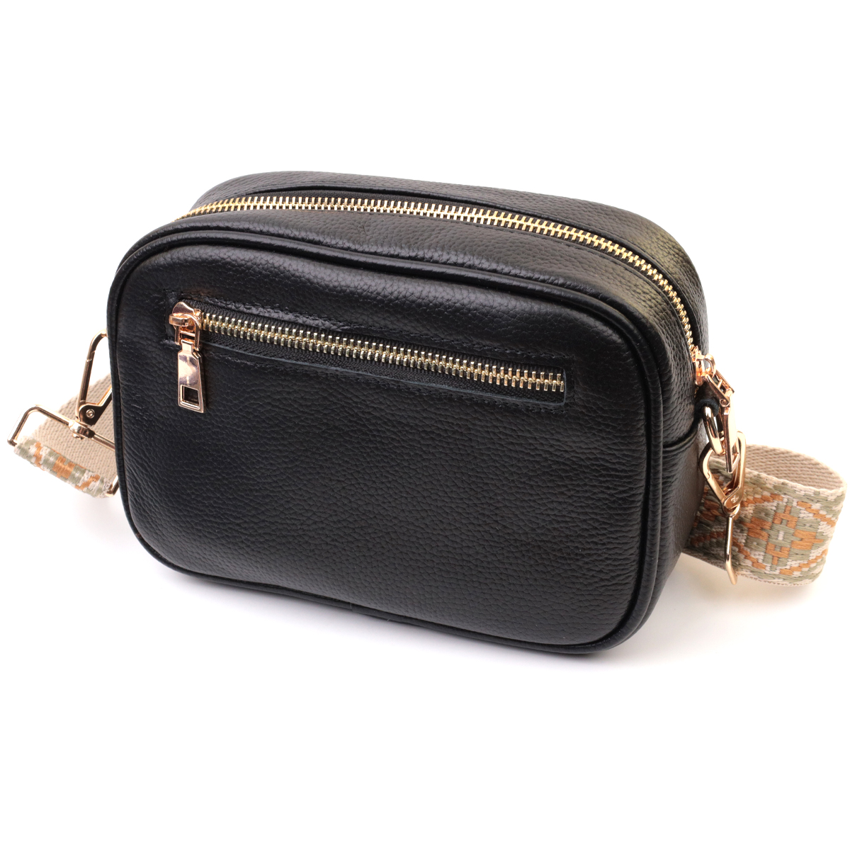 Жіноча стьобана сумка з натуральної шкіри Vintage Чорна