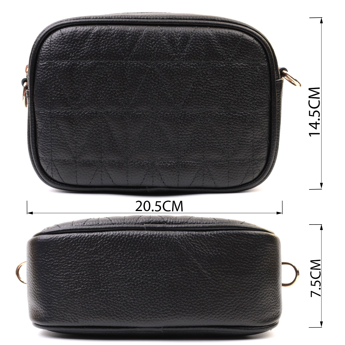 Жіноча стьобана сумка з натуральної шкіри Vintage Чорна