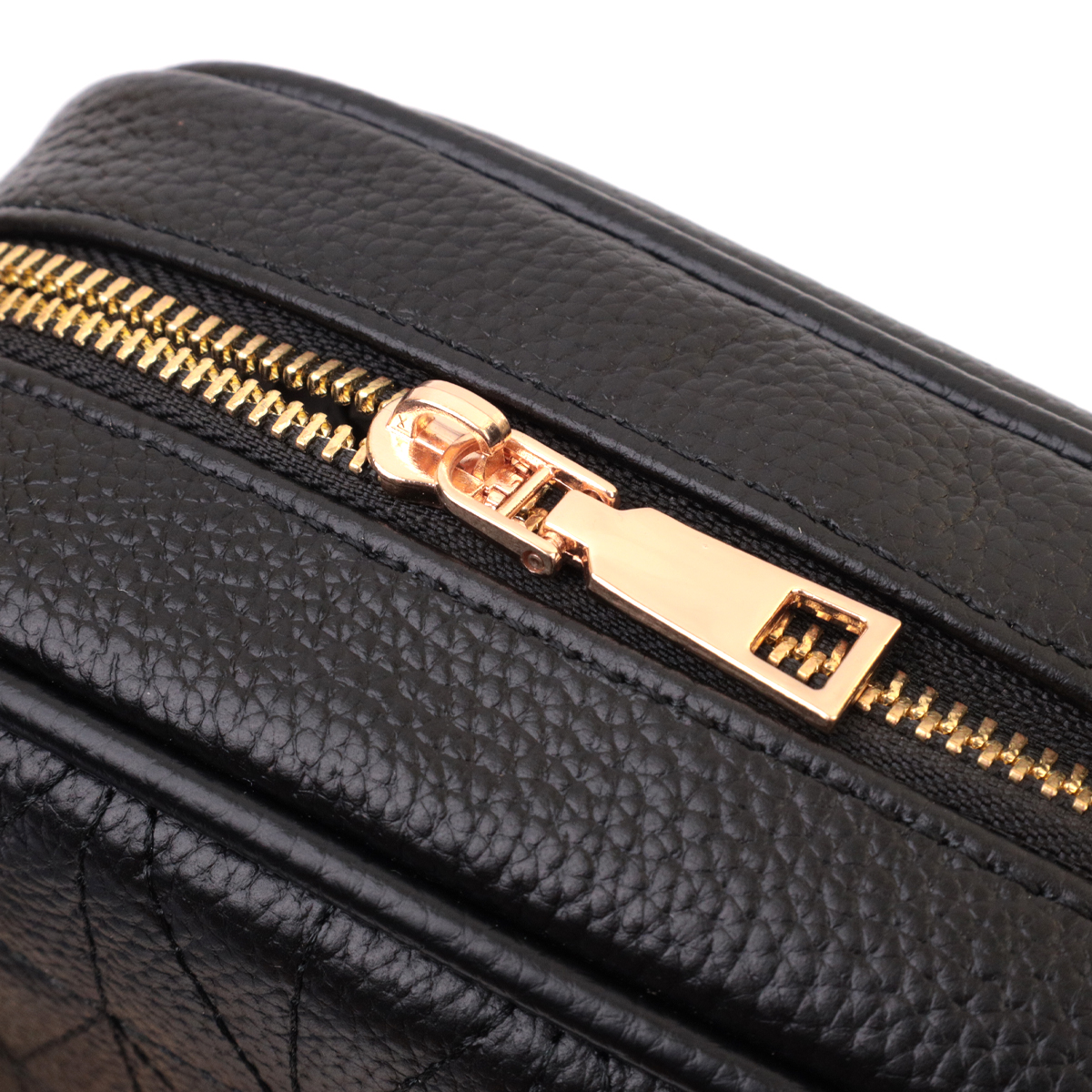 Жіноча стьобана сумка з натуральної шкіри Vintage Чорна