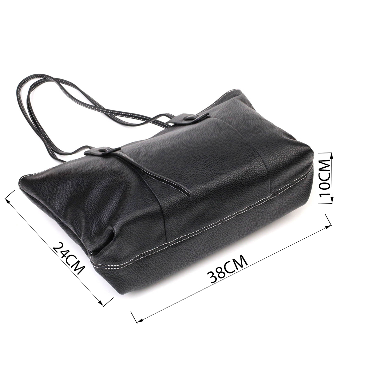 Вместительная женская сумка из натуральной кожи Vintage Черная