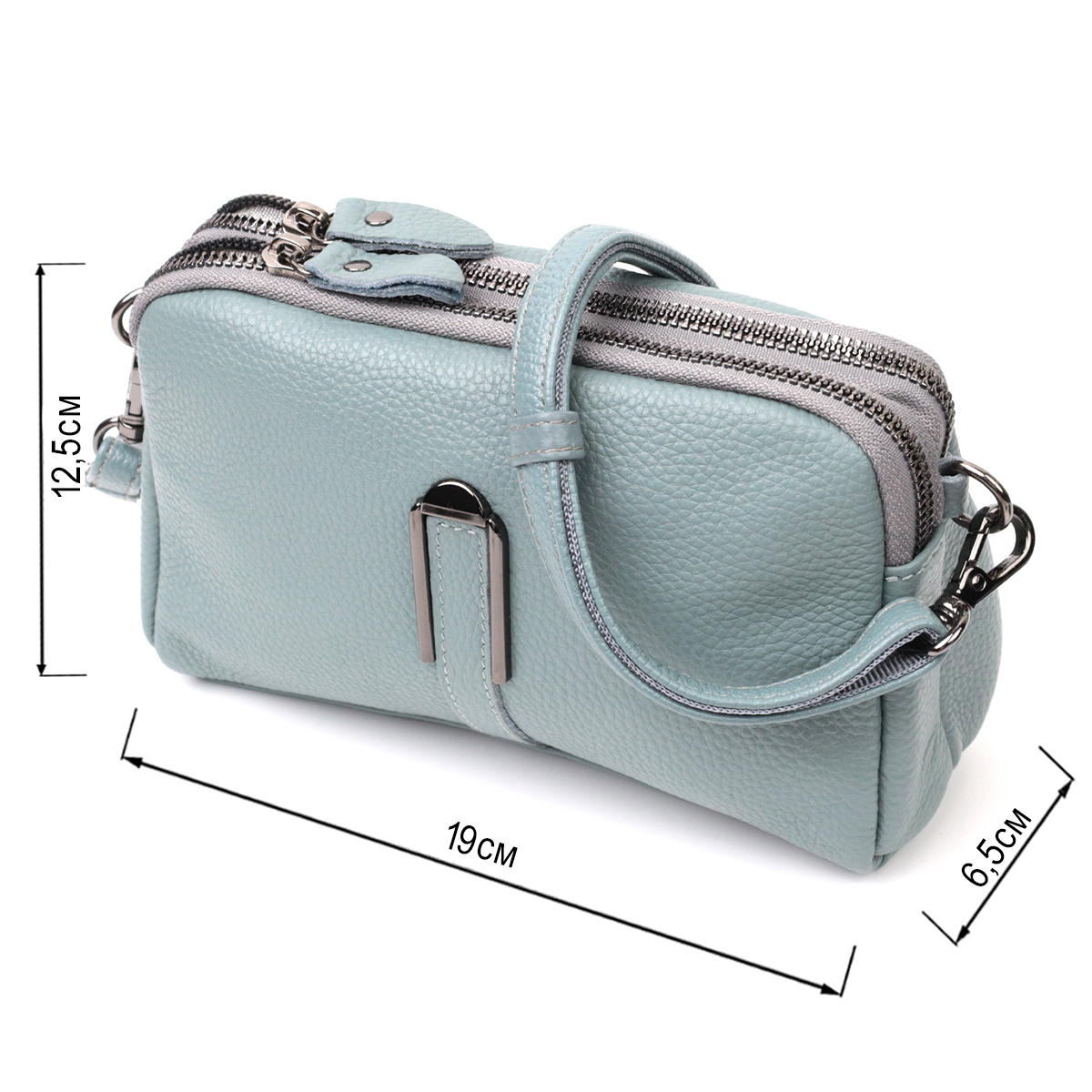 Жіноча повсякденна сумка на два відділення з натуральної шкіри Vintage Блакитна