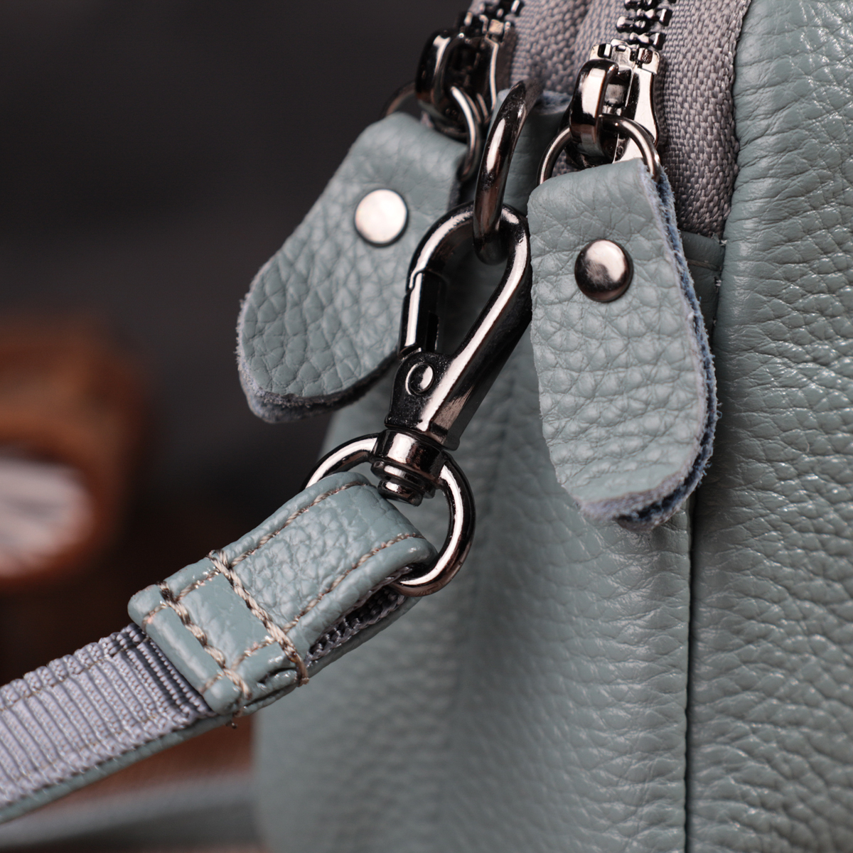 Жіноча повсякденна сумка на два відділення з натуральної шкіри Vintage Блакитна