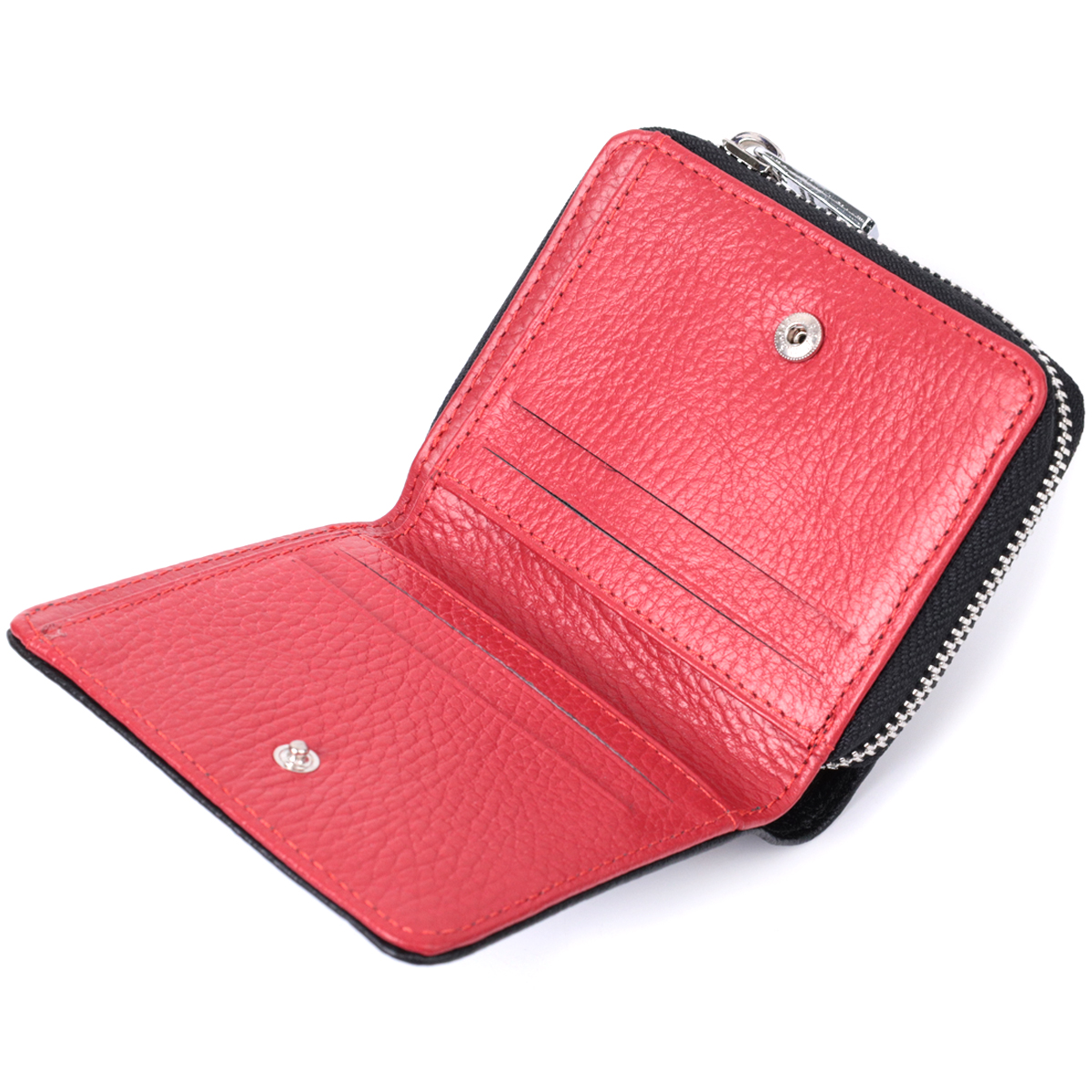 Невеликий жіночий гаманець із монетницею з натуральної шкіри KARYA Чорний