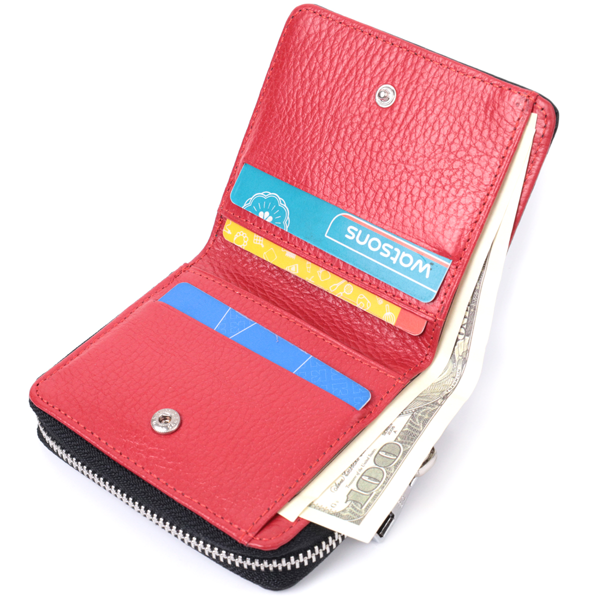 Невеликий жіночий гаманець із монетницею з натуральної шкіри KARYA Чорний