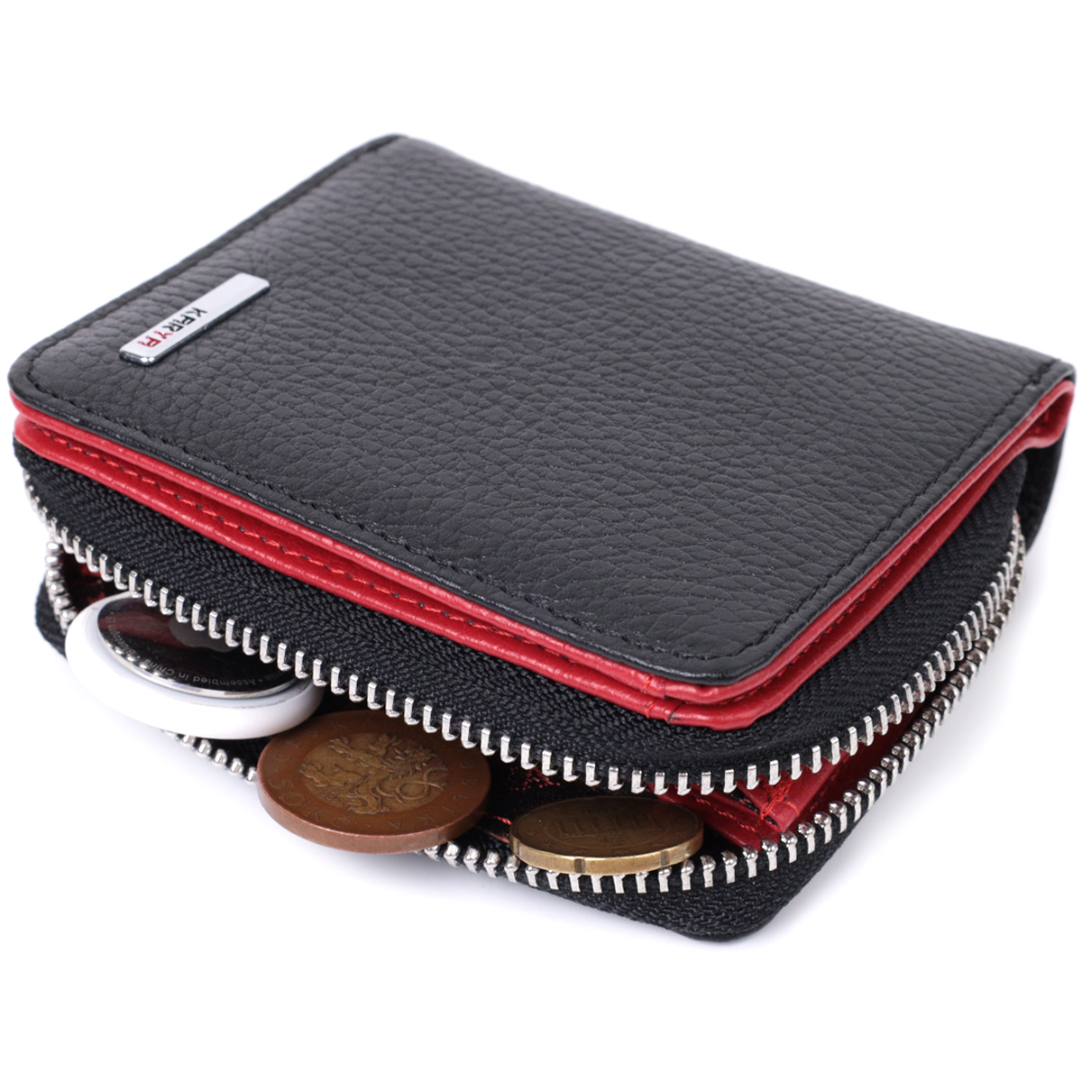 Невеликий жіночий гаманець із монетницею з натуральної шкіри KARYA Чорний