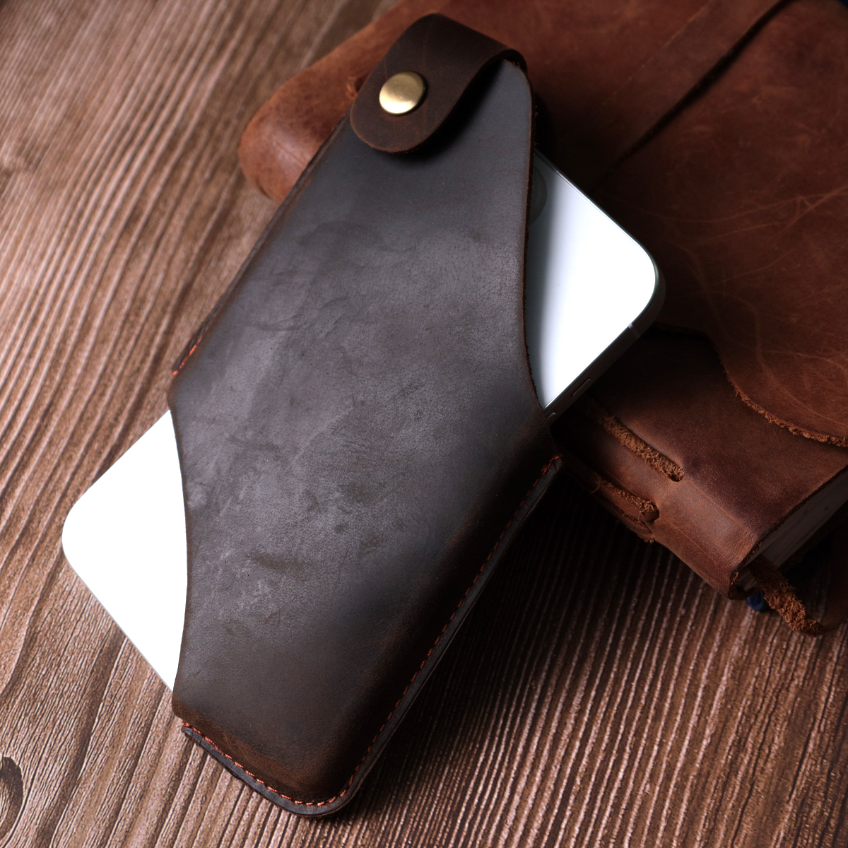 Оригінальний чохол для телефону з натуральної шкіри Vintage sale_ Коричневий