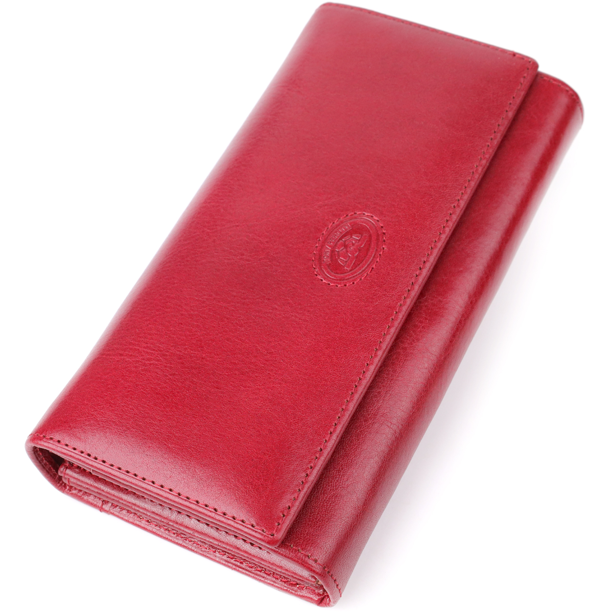 Вместительный женский кошелек из глянцевой натуральной кожи Tony Perotti _ ( rosso) Красный