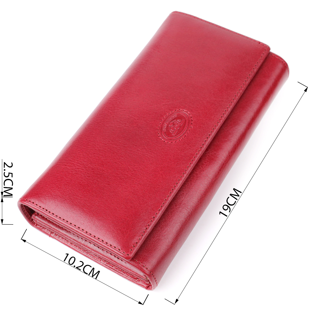 Вместительный женский кошелек из глянцевой натуральной кожи Tony Perotti _ ( rosso) Красный