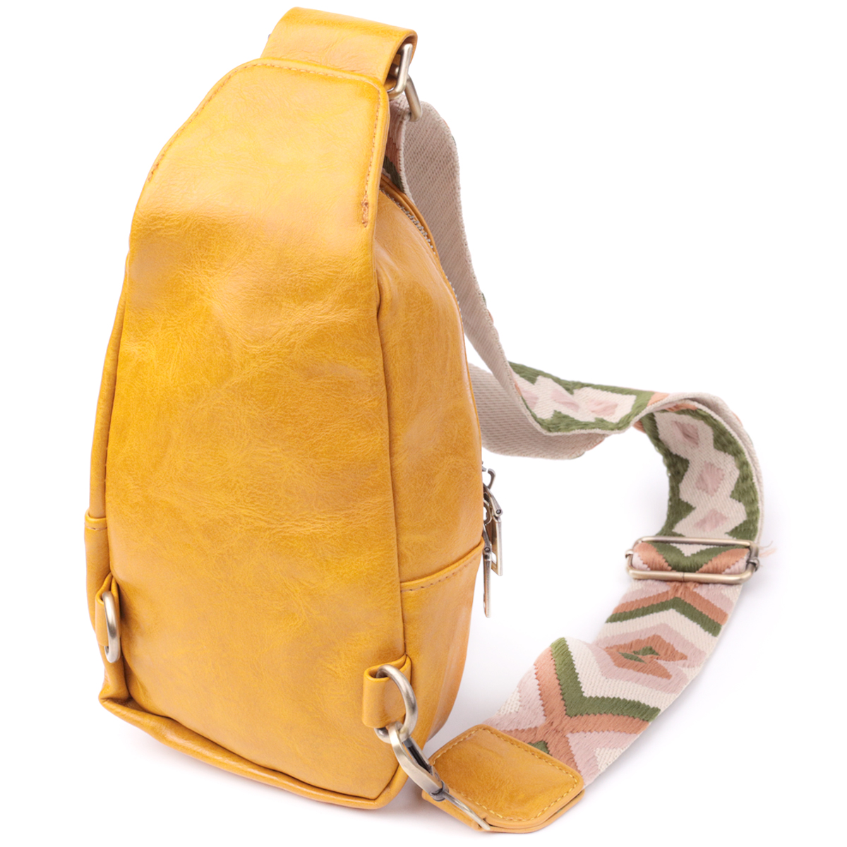 Удобная женская слинг сумка через плечо из экокожи Vintage sale_ Желтый