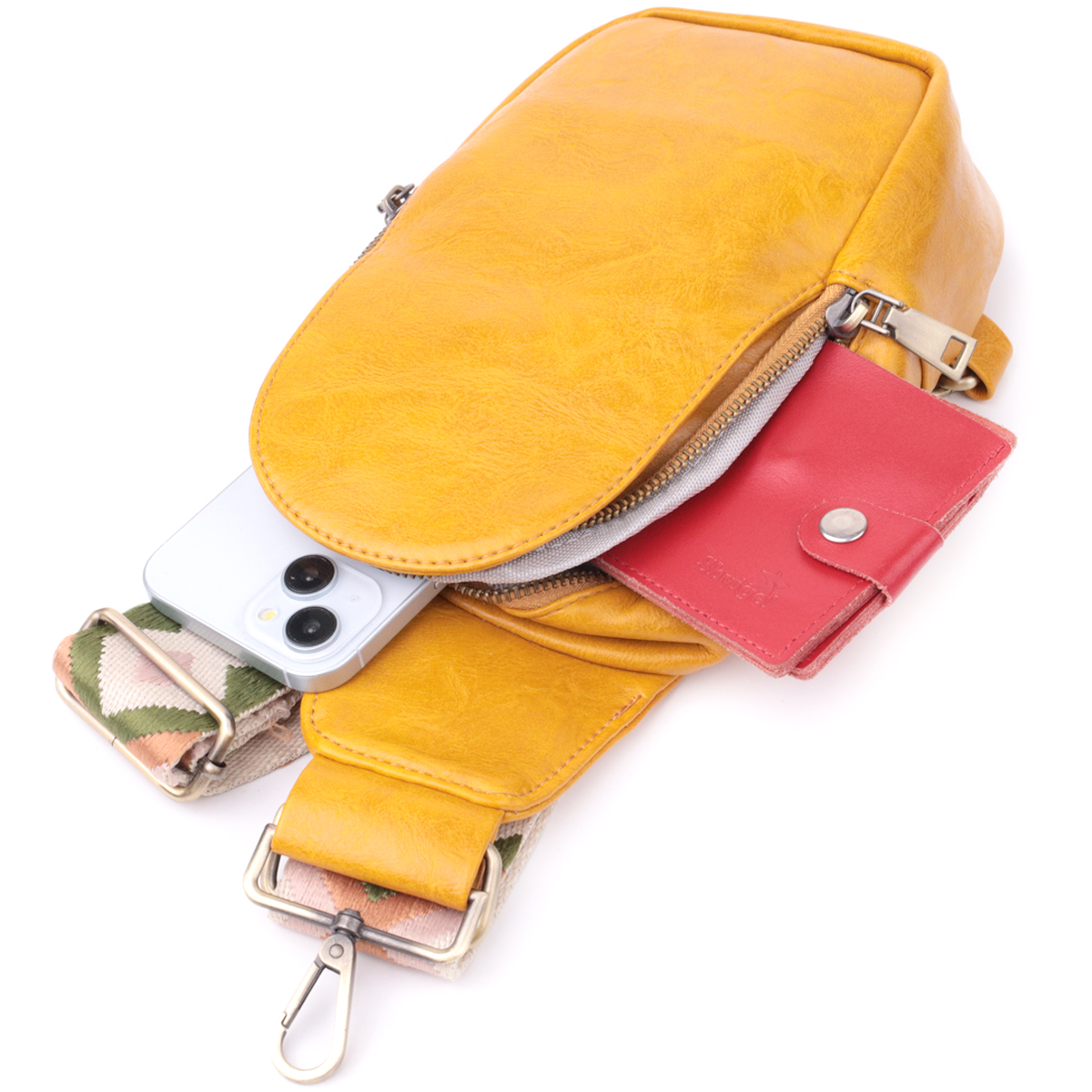 Удобная женская слинг сумка через плечо из экокожи Vintage sale_ Желтый