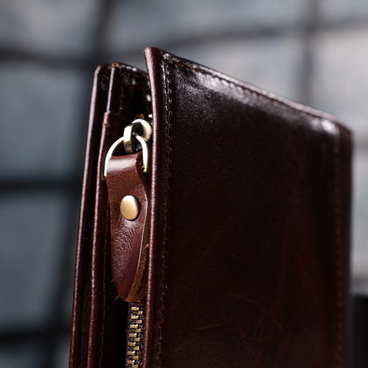 Вертикальный мужской бумажник из натуральной кожи Vintage sale_ Коричневый