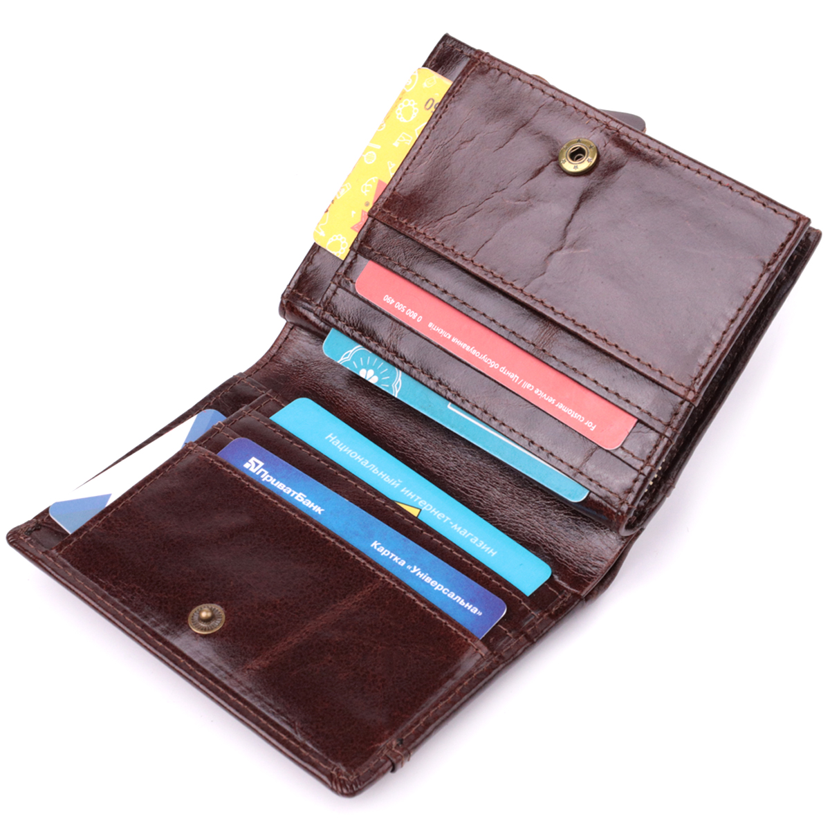 Вертикальный мужской бумажник из натуральной кожи Vintage sale_ Коричневый