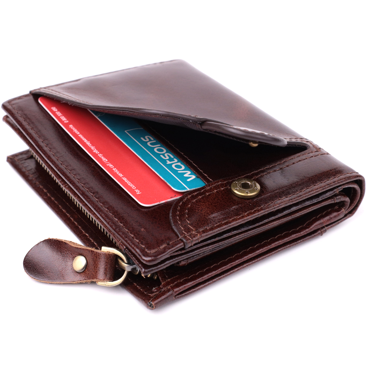 Вертикальный мужской бумажник из натуральной кожи Vintage sale_ Коричневый