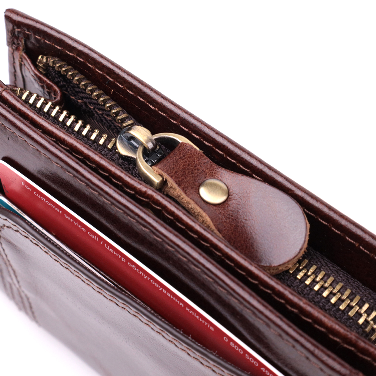 Вертикальный мужской бумажник из натуральной кожи Vintage sale_ Коричневый