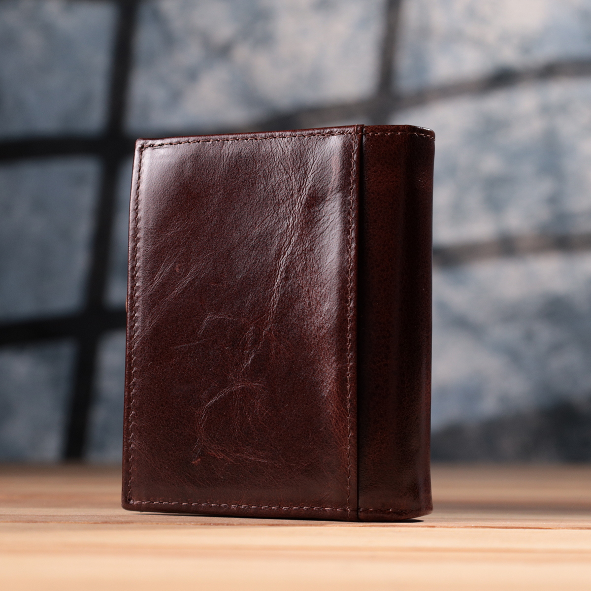 Вертикальный мужской бумажник из натуральной кожи Vintage sale_ Коричневый