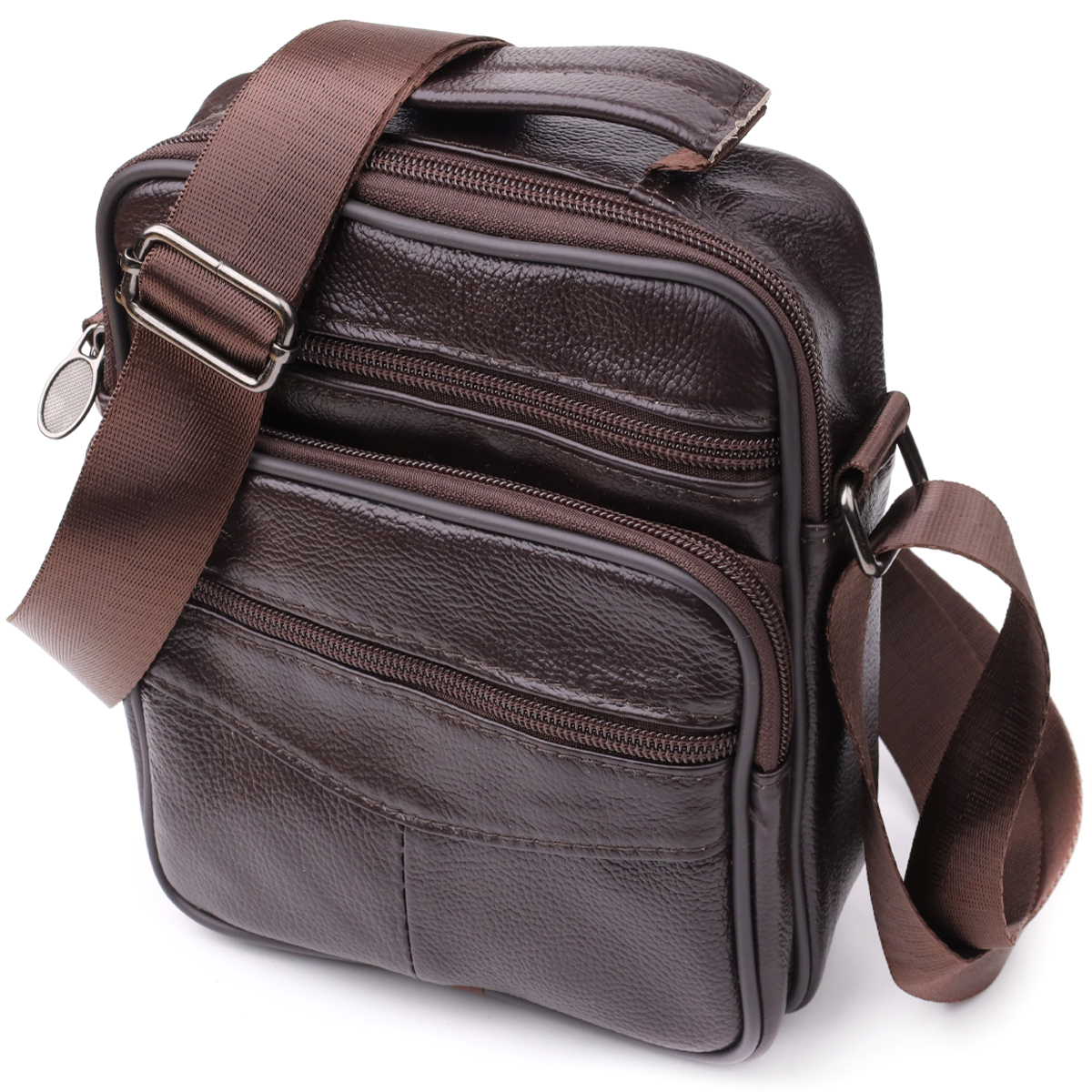 Небольшая вертикальная сумка с ручкой для мужчин из натуральной кожи Vintage Коричневый