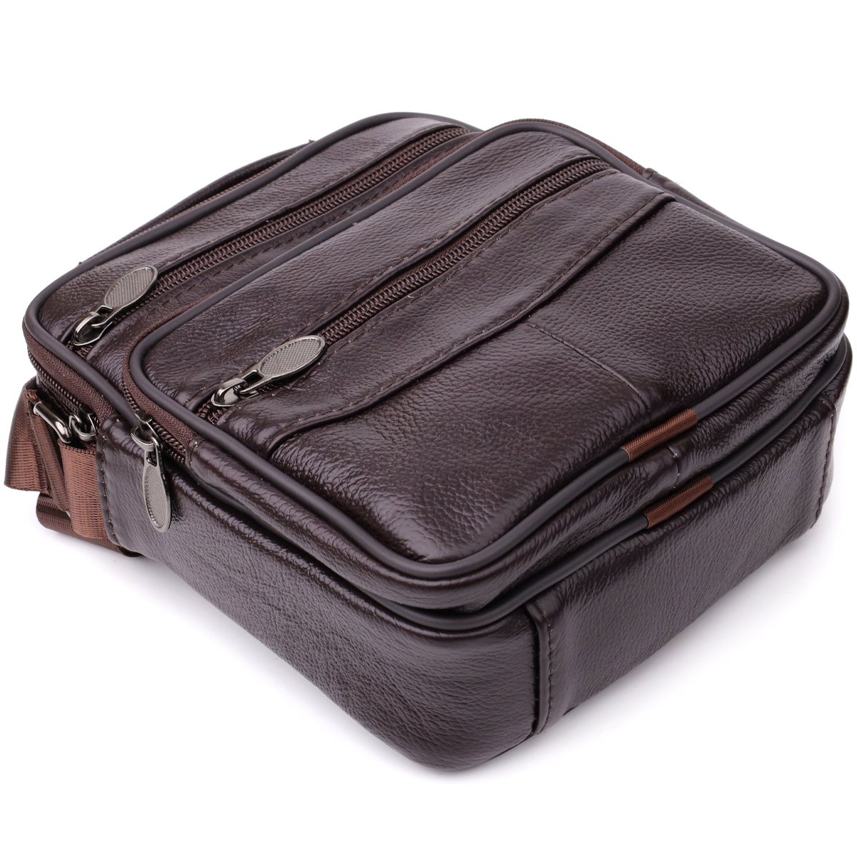 Небольшая вертикальная сумка с ручкой для мужчин из натуральной кожи Vintage Коричневый