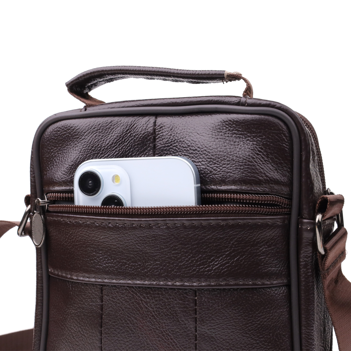 Небольшая вертикальная сумка с ручкой для мужчин из натуральной кожи Vintage Коричневый