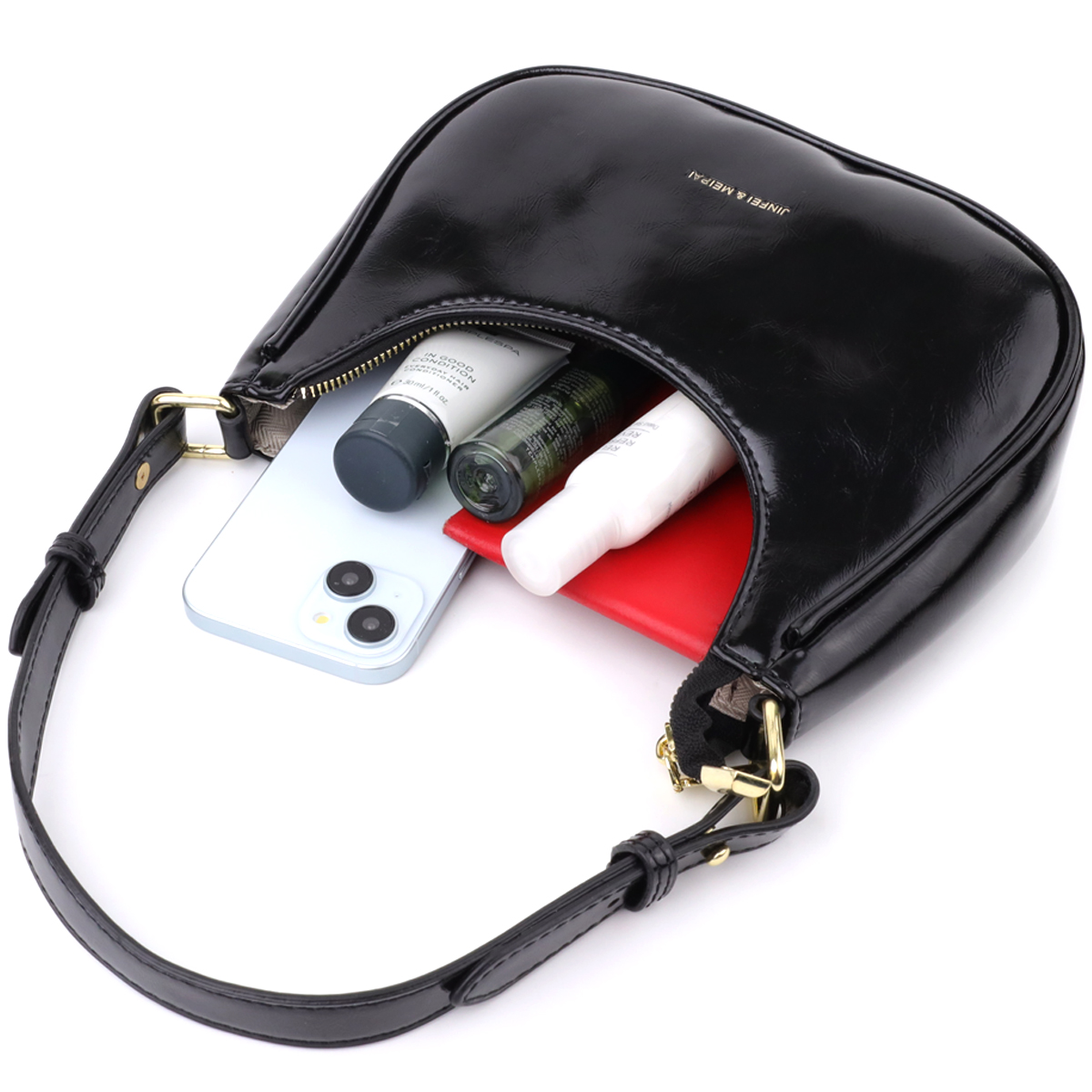 Лакированная женская сумка на плечо из экокожи Vintage sale_ Черный