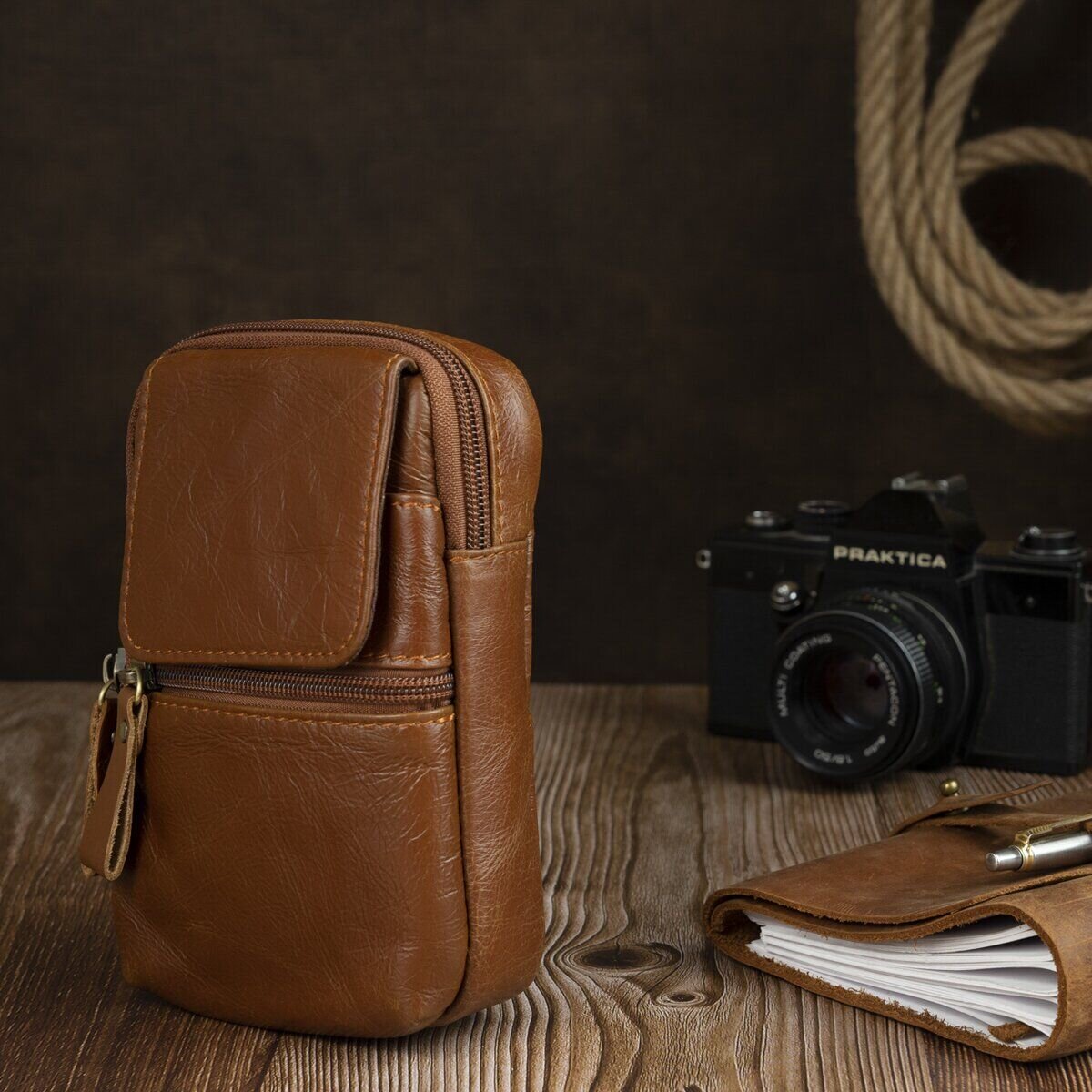 Сумка маленька чоловіча шкіряна Vintage Руда