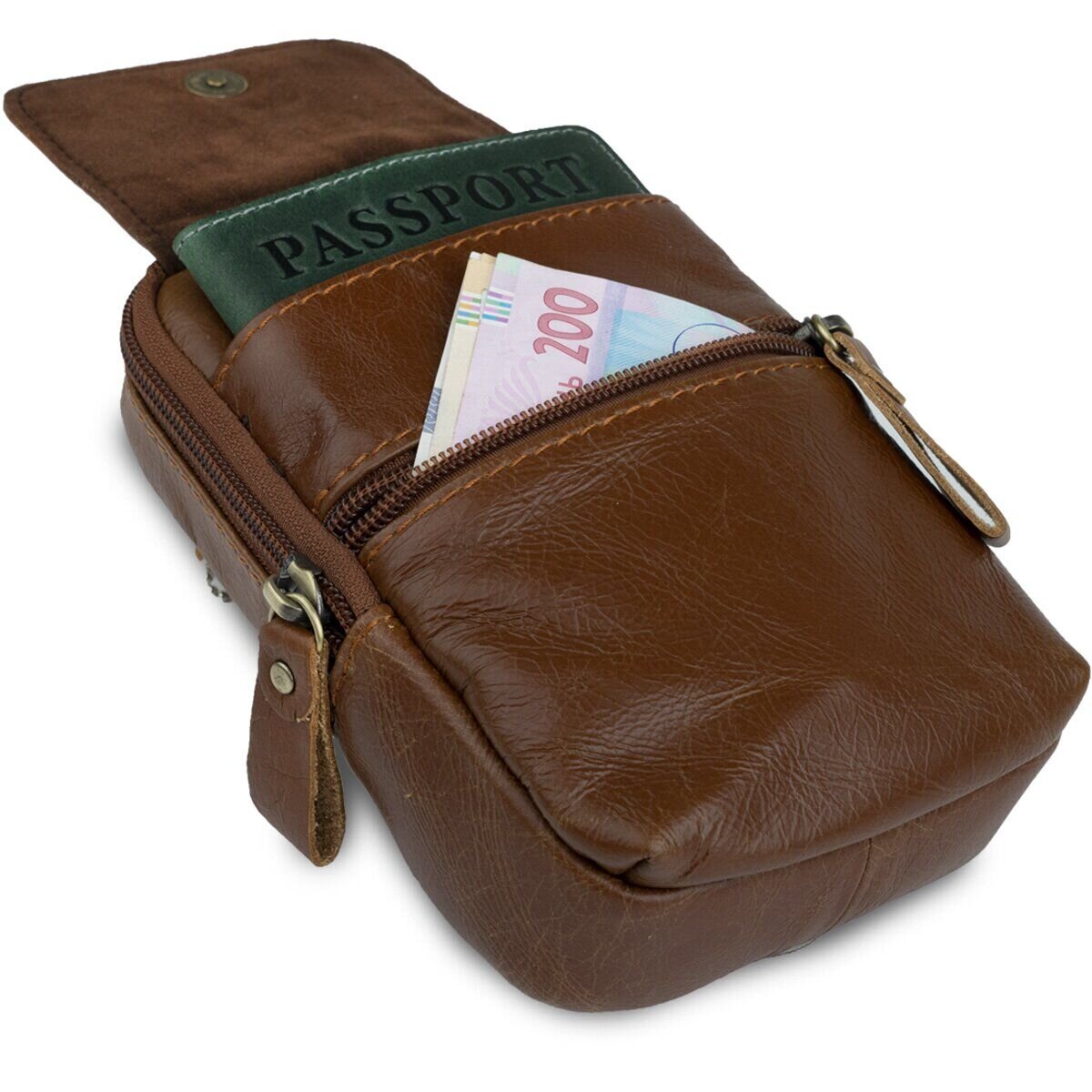 Сумка маленька чоловіча шкіряна Vintage Руда