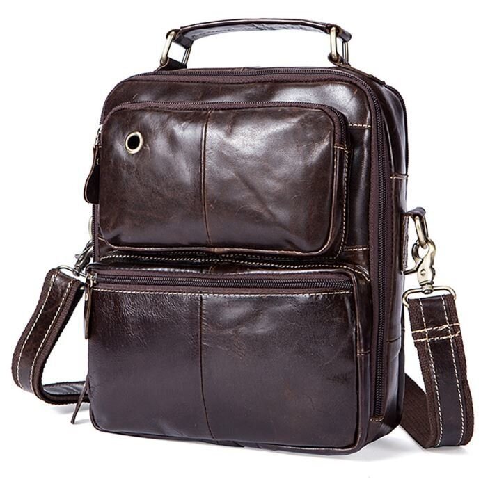 Сумка мужская гладкая Vintage Коричневая