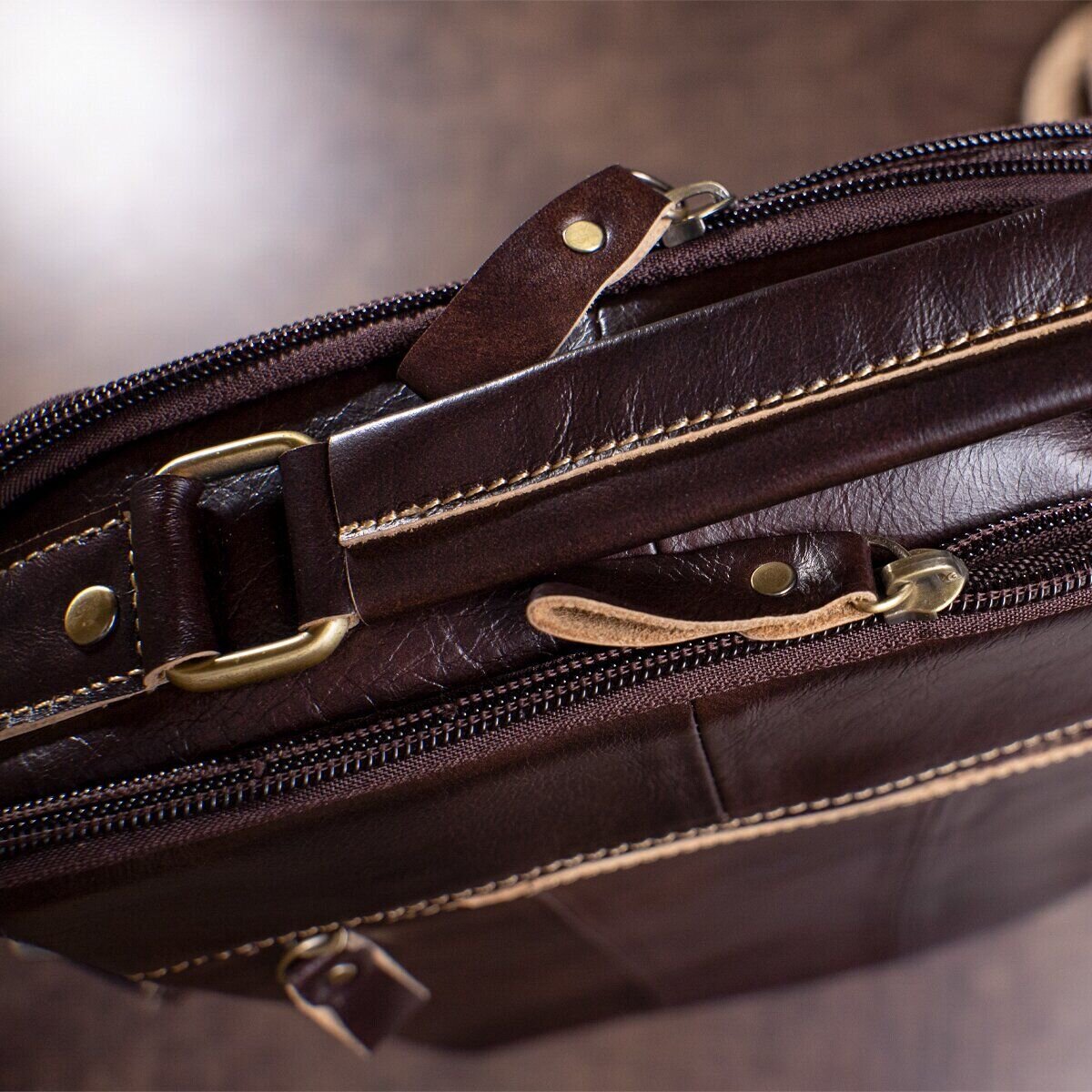 Сумка мужская гладкая Vintage Коричневая