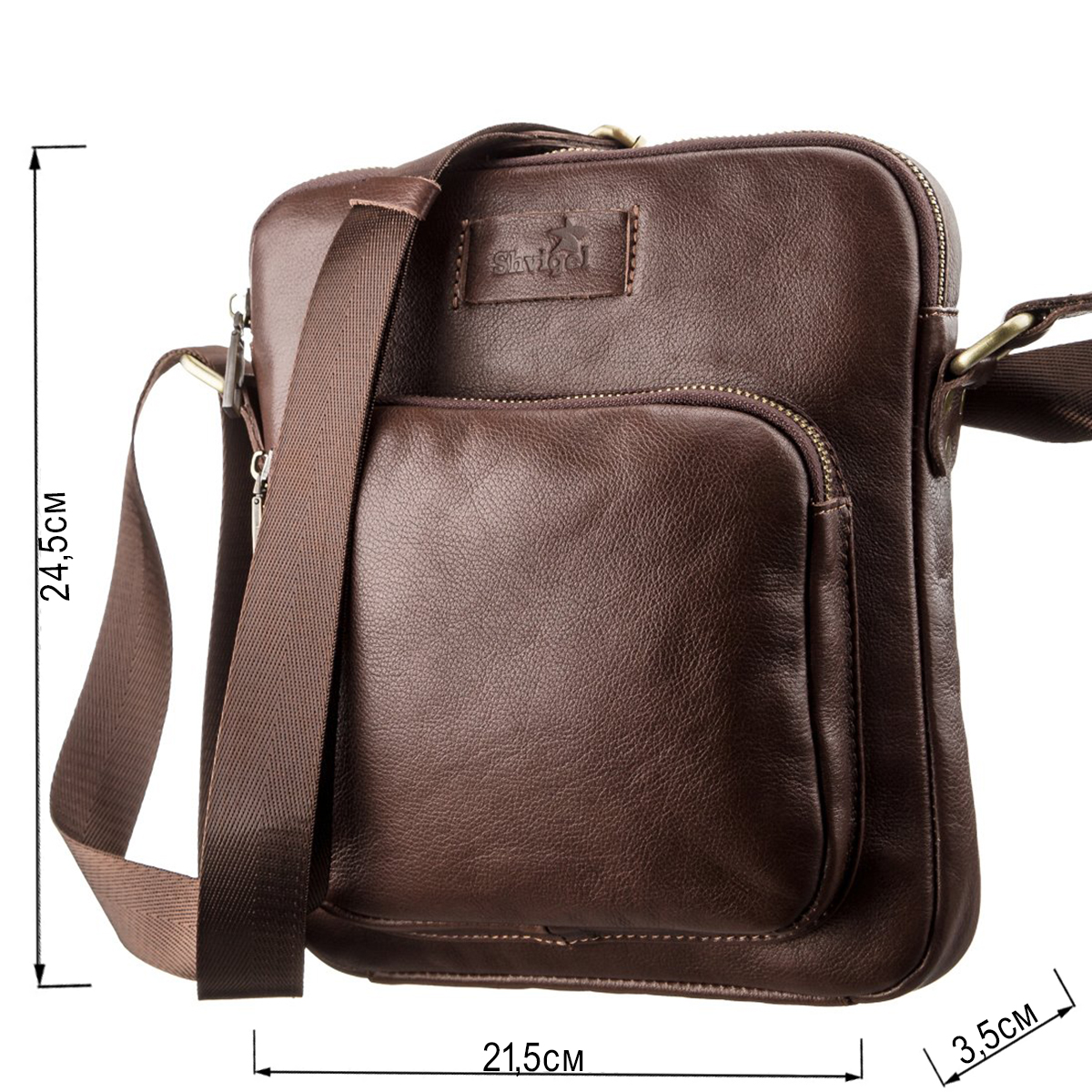 Мужская кожаная сумка SHVIGEL Коричневая