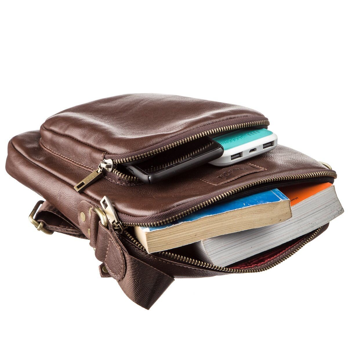 Мужская кожаная сумка SHVIGEL Коричневая